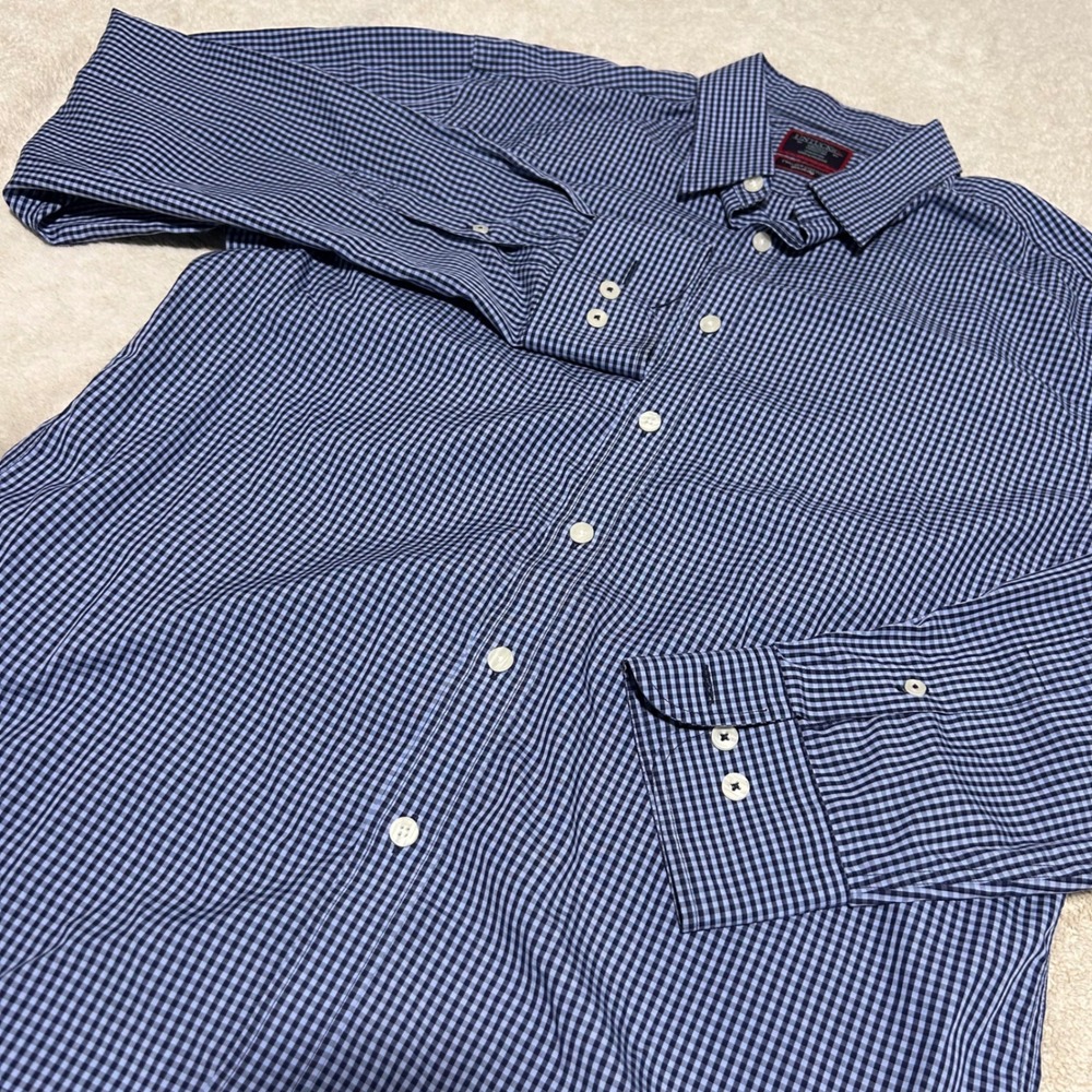 UNTUCKit Button Down Mens Medium Blue Gingham Vignoble Luxe Wrinkle Free